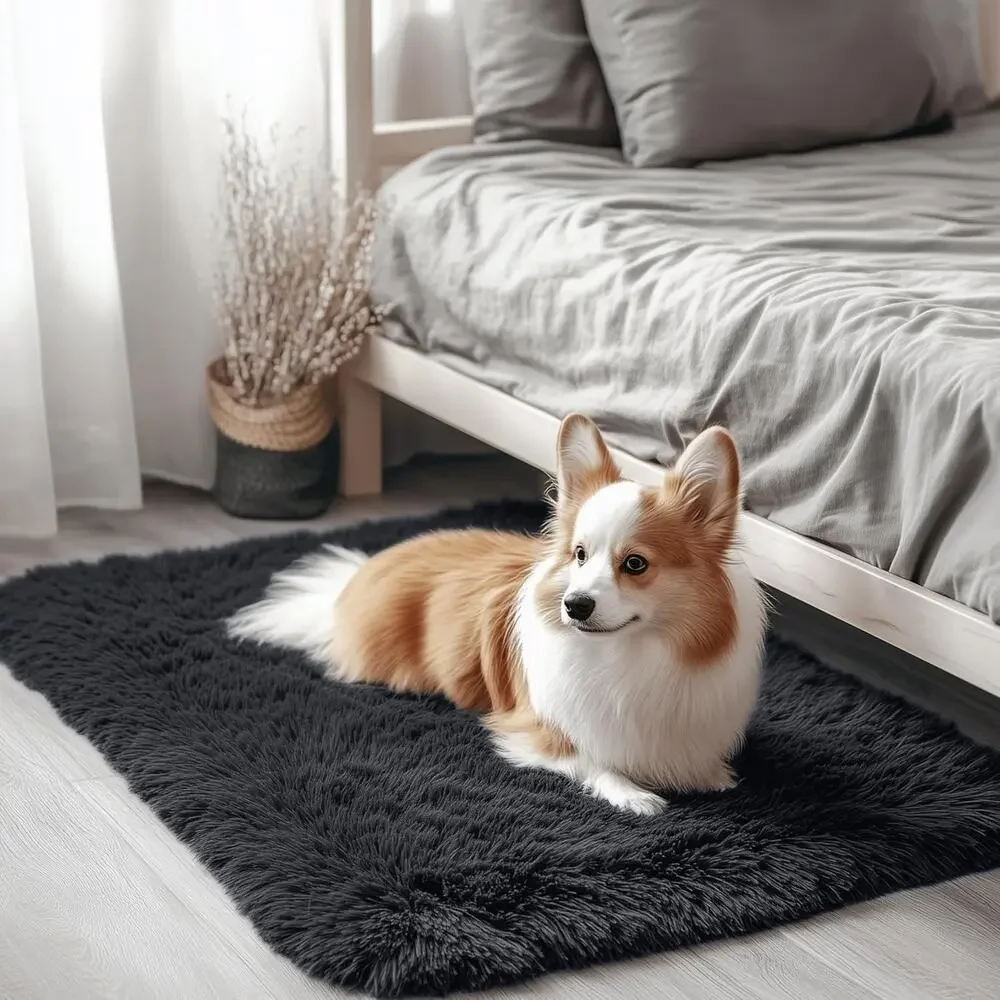 OLANLY 2x3 Machine Washable Small Bedside Rug, Soft Fluffy Shaggy Entryway Throw